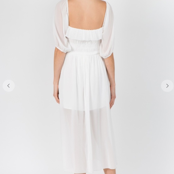 ❀ White Midi Dress Off Shoulder - Picture 10 of 12